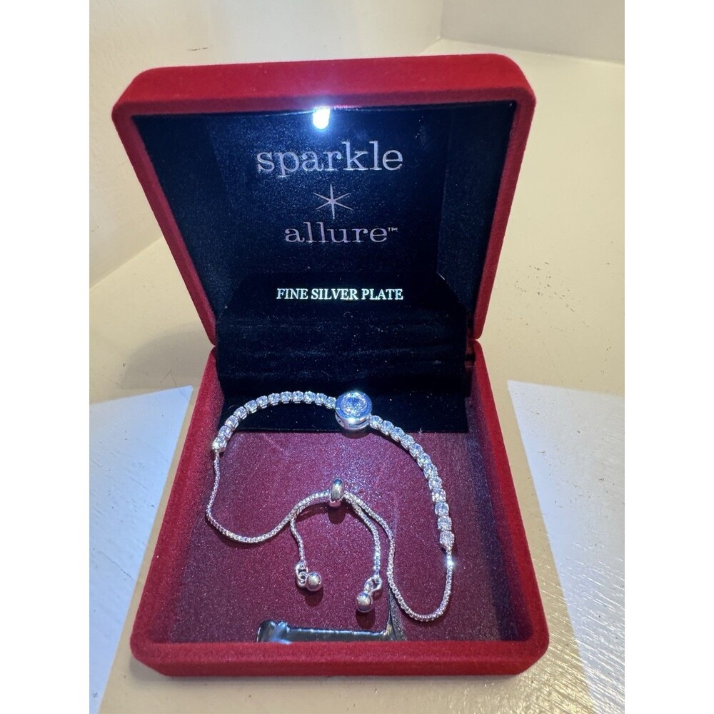 Silver Plated Adjustable Tennis Bracelet Slide Closure